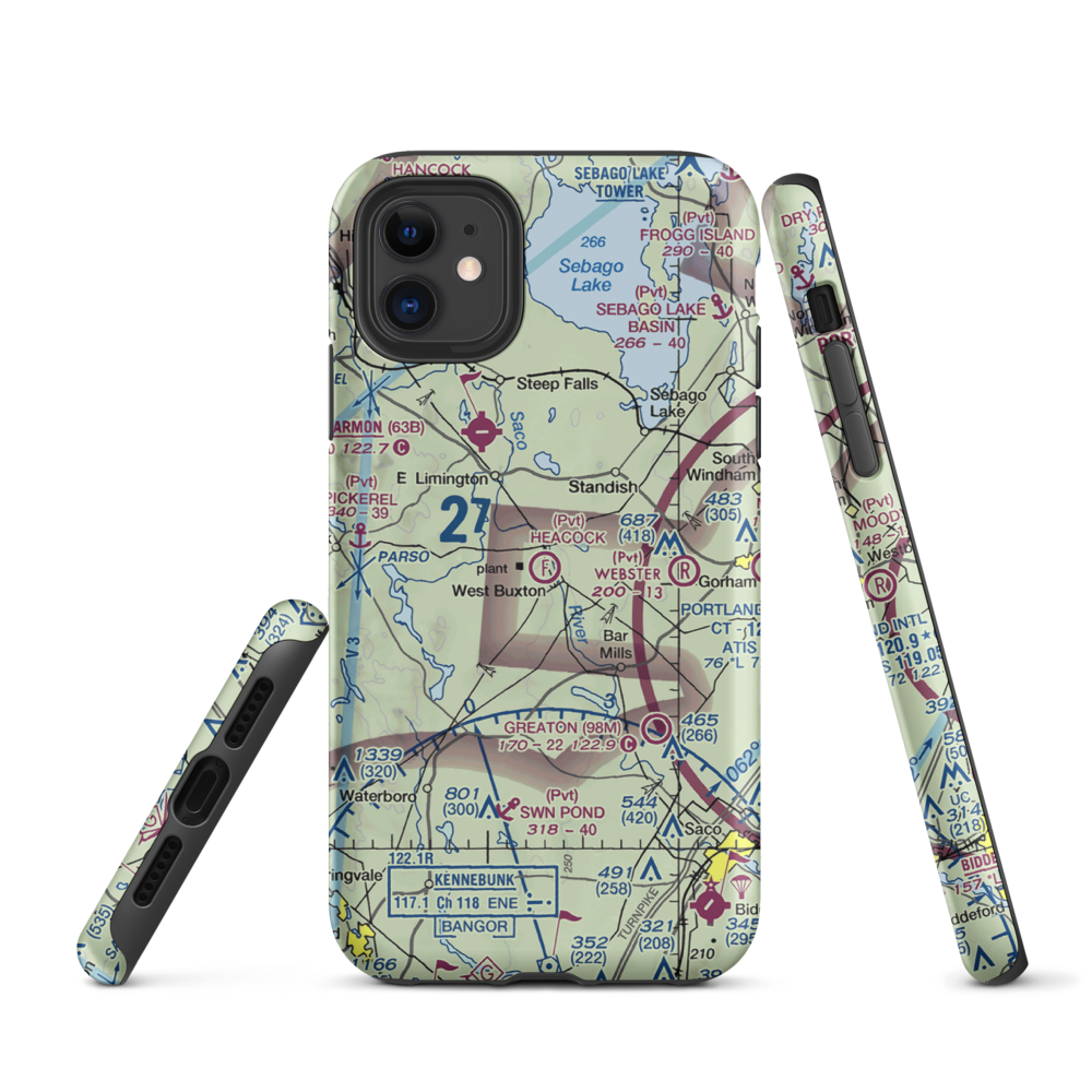 Heacock Field Ultralight Flightpark (44ME) VFR Sectional  Tough iPhone Case iPhone 11 model shown