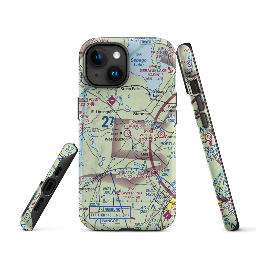 Heacock Field Ultralight Flightpark (44ME) VFR Sectional  Tough iPhone Case iPhone 15 model shown