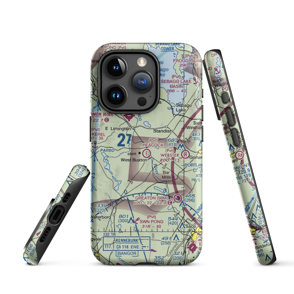 Heacock Field Ultralight Flightpark (44ME) VFR Sectional  Tough iPhone Case iPhone 15 Pro model shown