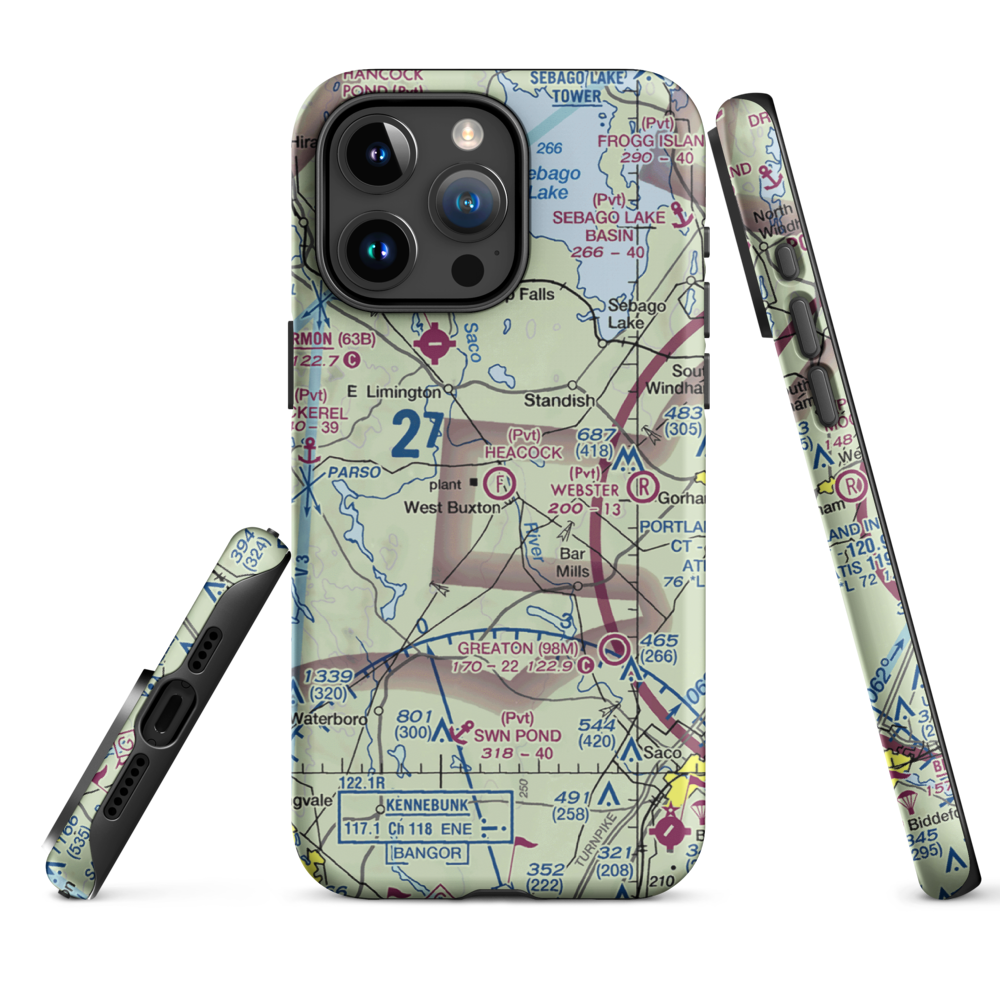 Heacock Field Ultralight Flightpark (44ME) VFR Sectional  Tough iPhone Case iPhone 15 Pro Max model shown