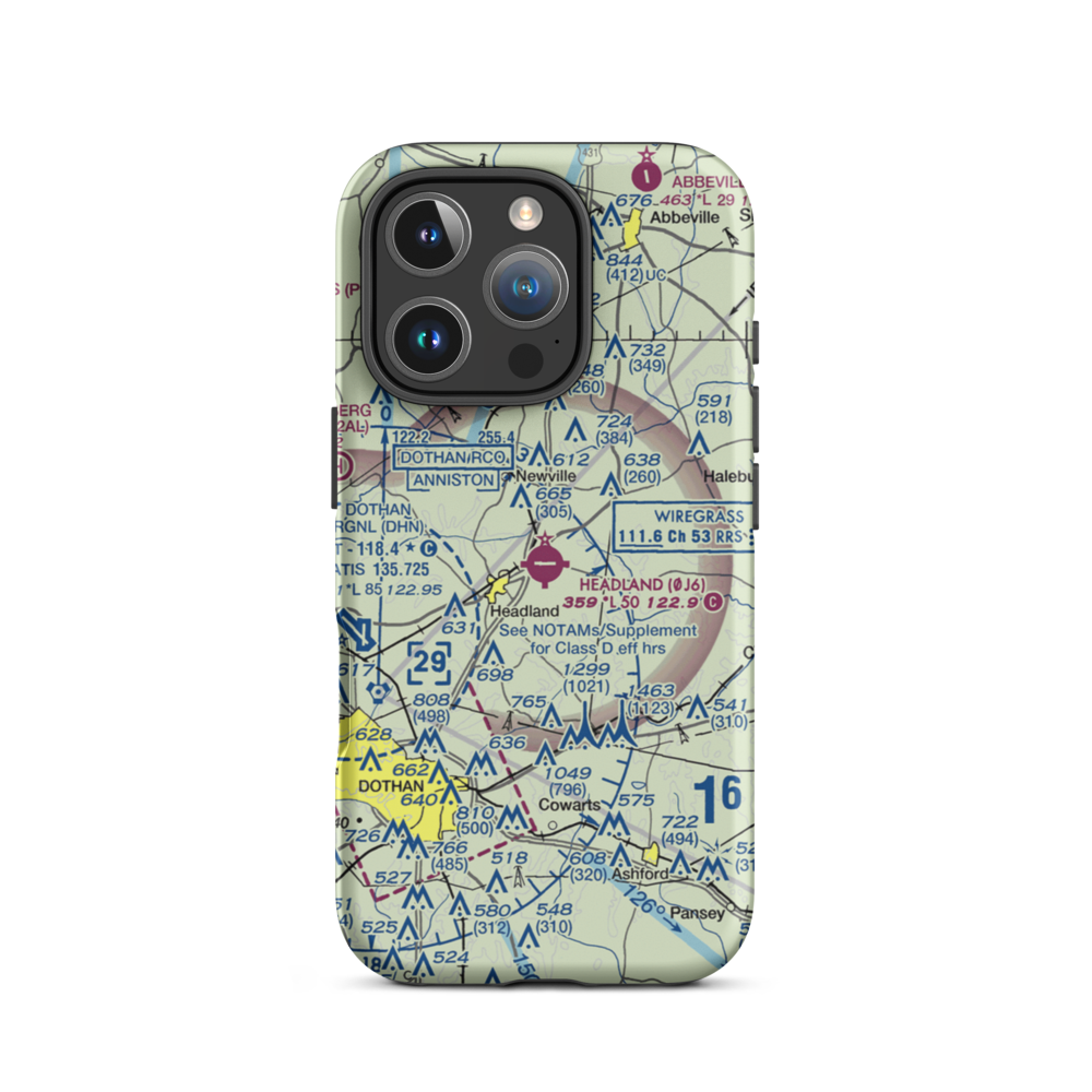 Headland Municipal Airport (0J6) VFR Sectional  Tough iPhone Case iPhone 16 Pro model shown
