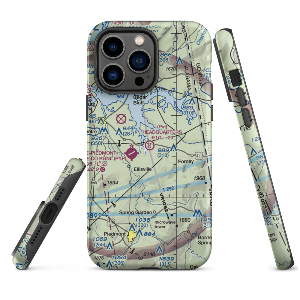 Headquarters Airport (AL27) VFR Sectional  Tough iPhone Case iPhone 14 Pro Max model shown