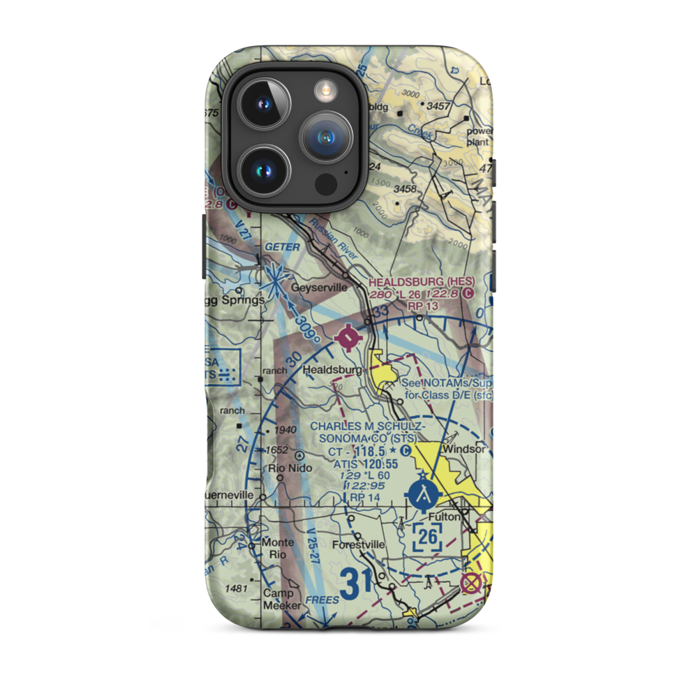 Healdsburg Municipal Airport (HES) VFR Sectional  Tough iPhone Case iPhone 16 Pro Max model shown