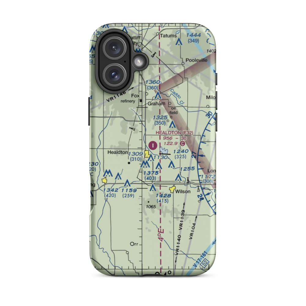 Healdton Municipal Airport (F32) VFR Sectional  Tough iPhone Case iPhone 16 Plus model shown