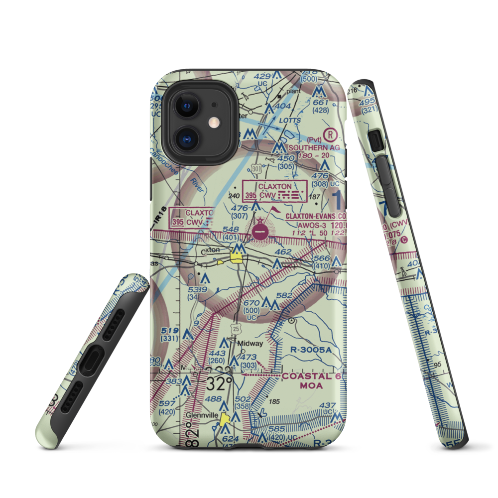 Hearn Airport (GA19) VFR Sectional  Tough iPhone Case iPhone 11 model shown
