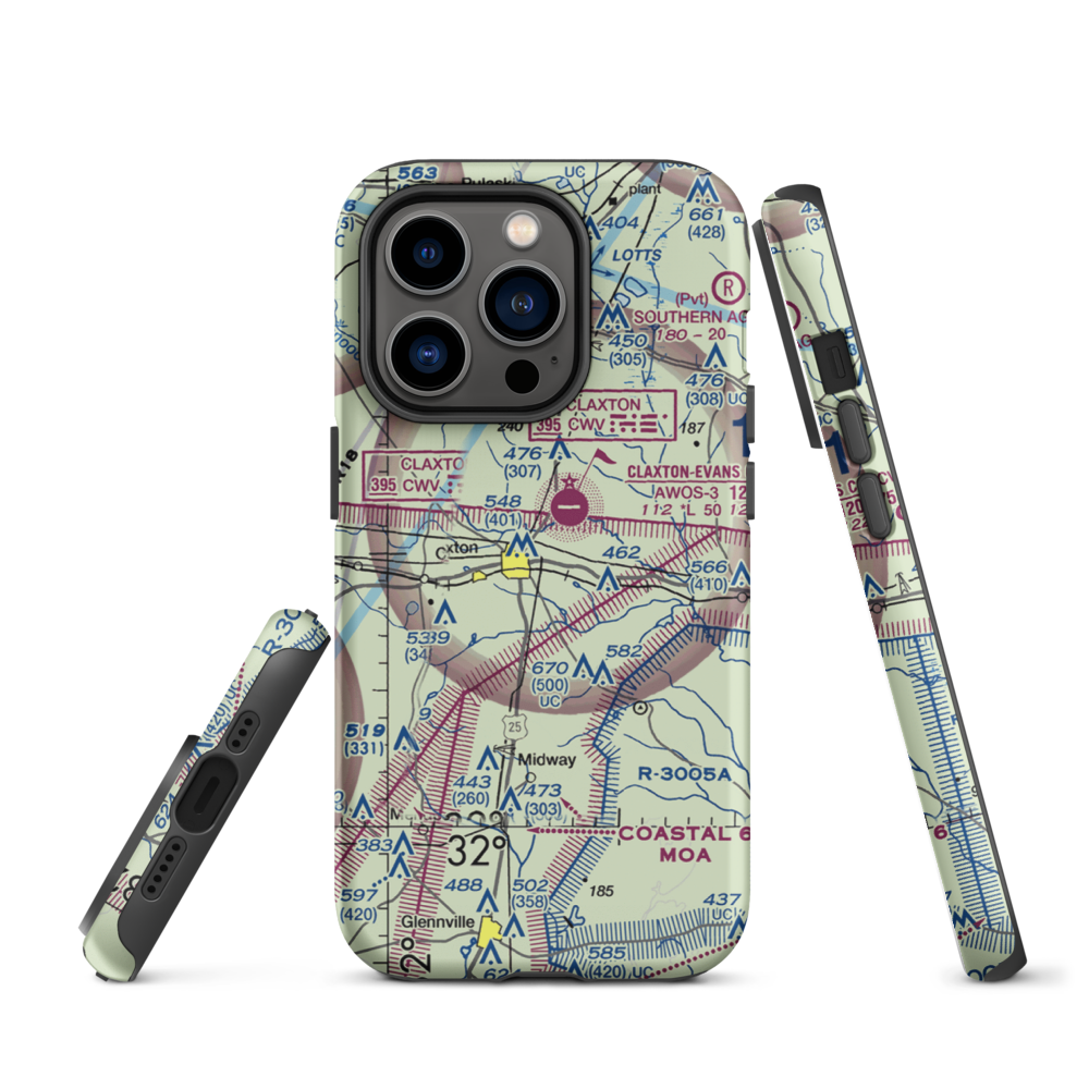 Hearn Airport (GA19) VFR Sectional  Tough iPhone Case iPhone 14 Pro model shown