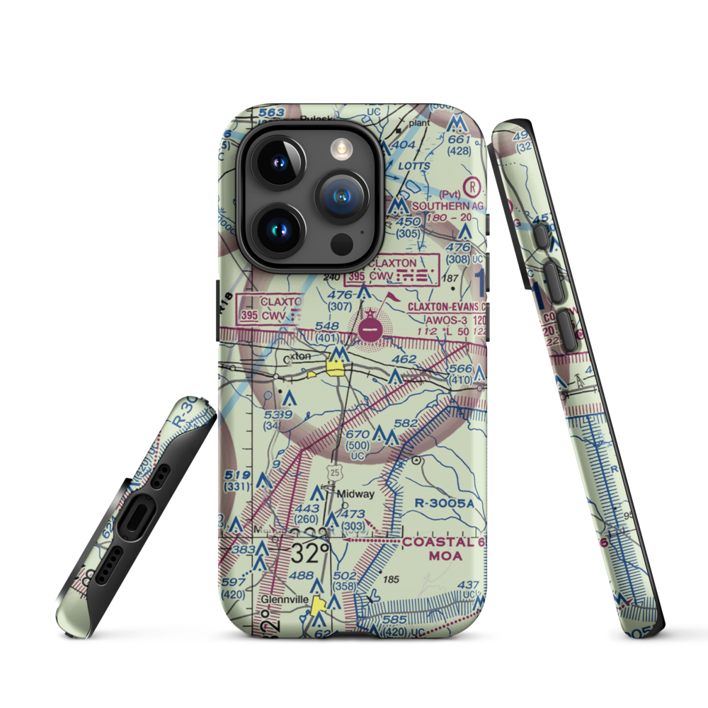 Hearn Airport (GA19) VFR Sectional  Tough iPhone Case iPhone 15 Pro model shown