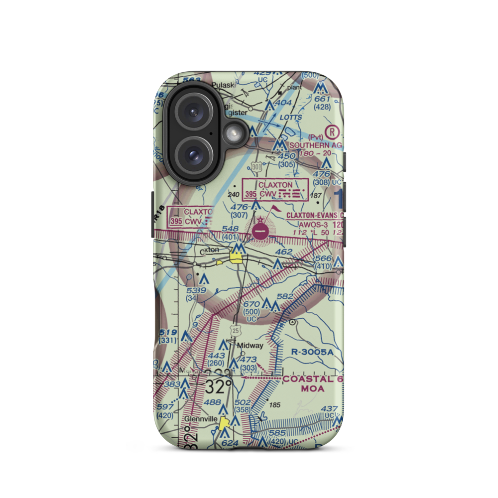 Hearn Airport (GA19) VFR Sectional  Tough iPhone Case iPhone 16 model shown