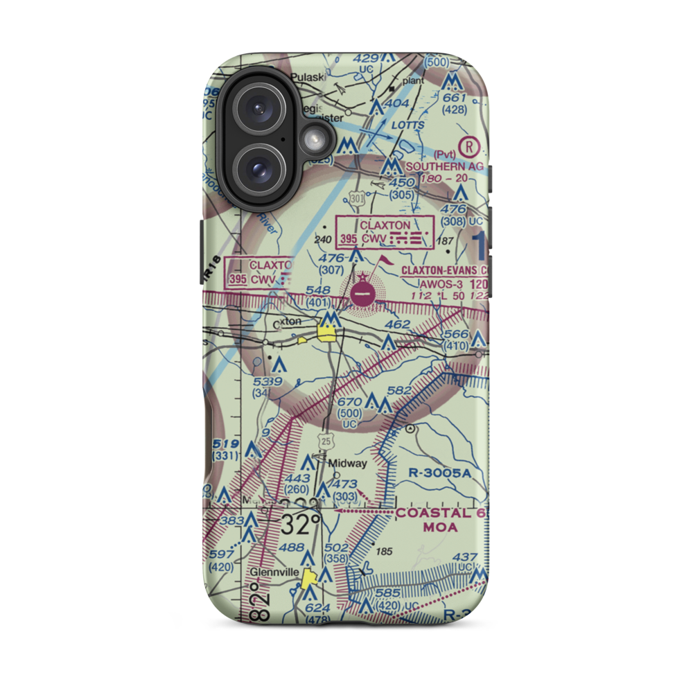 Hearn Airport (GA19) VFR Sectional  Tough iPhone Case iPhone 16 Plus model shown