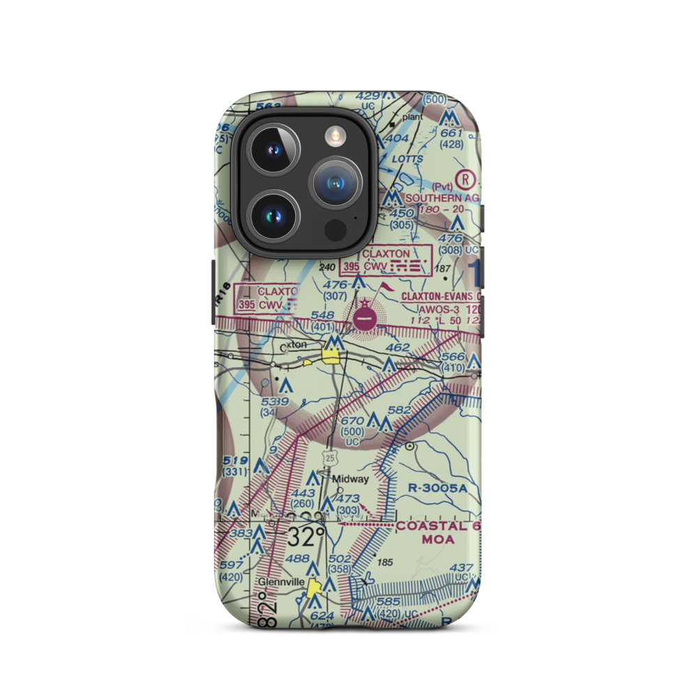 Hearn Airport (GA19) VFR Sectional  Tough iPhone Case iPhone 16 Pro model shown