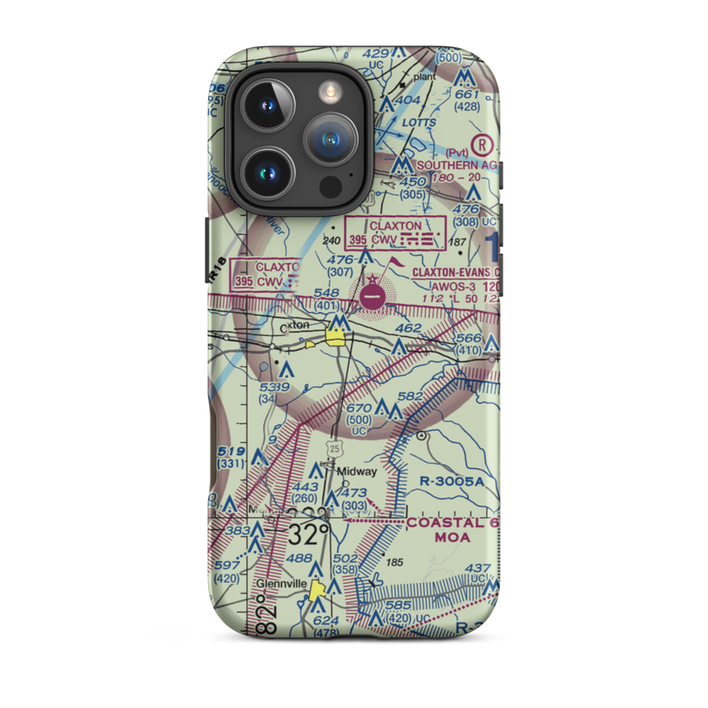 Hearn Airport (GA19) VFR Sectional  Tough iPhone Case iPhone 16 Pro Max model shown