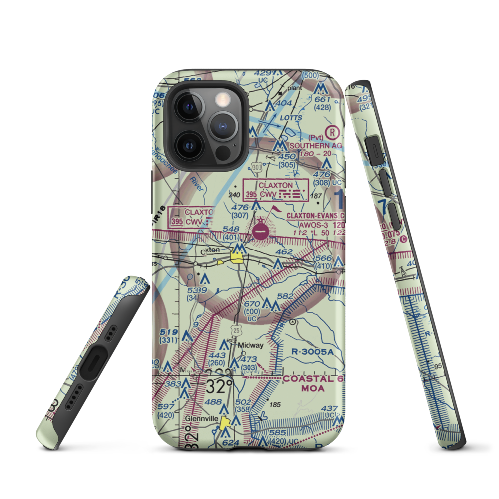 Hearn Airport (GA19) VFR Sectional  Tough iPhone Case iPhone 12 Pro model shown
