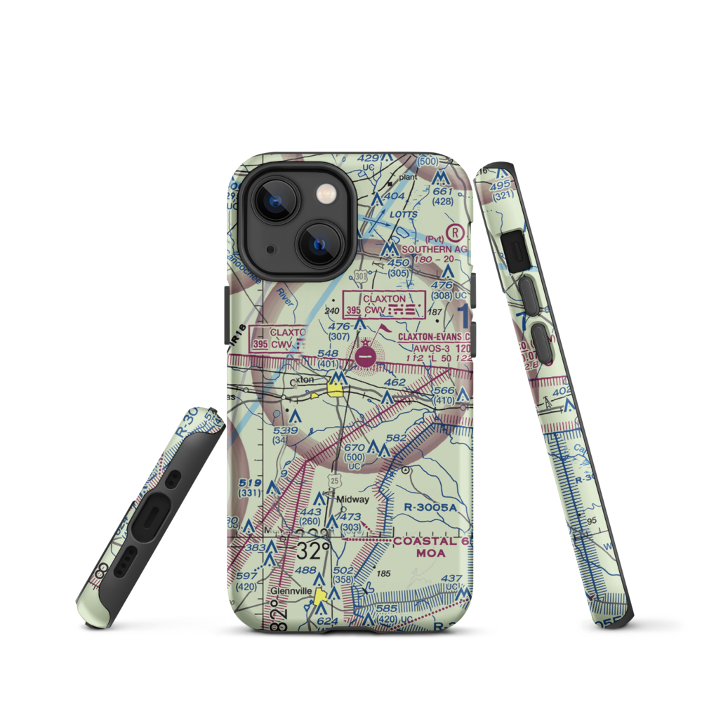 Hearn Airport (GA19) VFR Sectional  Tough iPhone Case iPhone 13 mini model shown