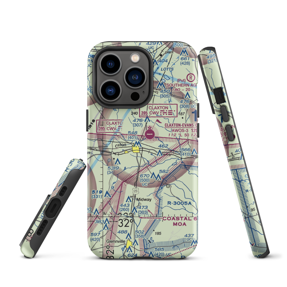 Hearn Airport (GA19) VFR Sectional  Tough iPhone Case iPhone 13 Pro model shown