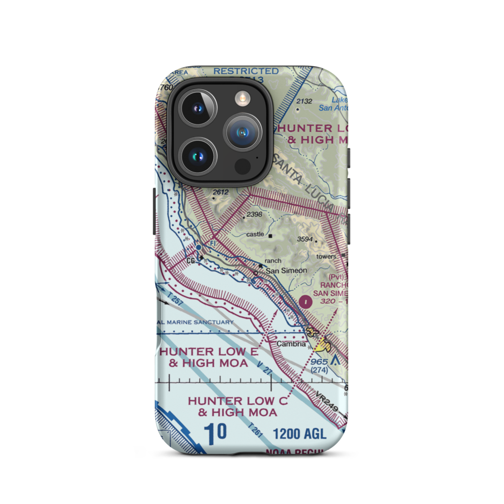Hearst Ranch Airport (US-0249) VFR Sectional  Tough iPhone Case iPhone 16 Pro model shown