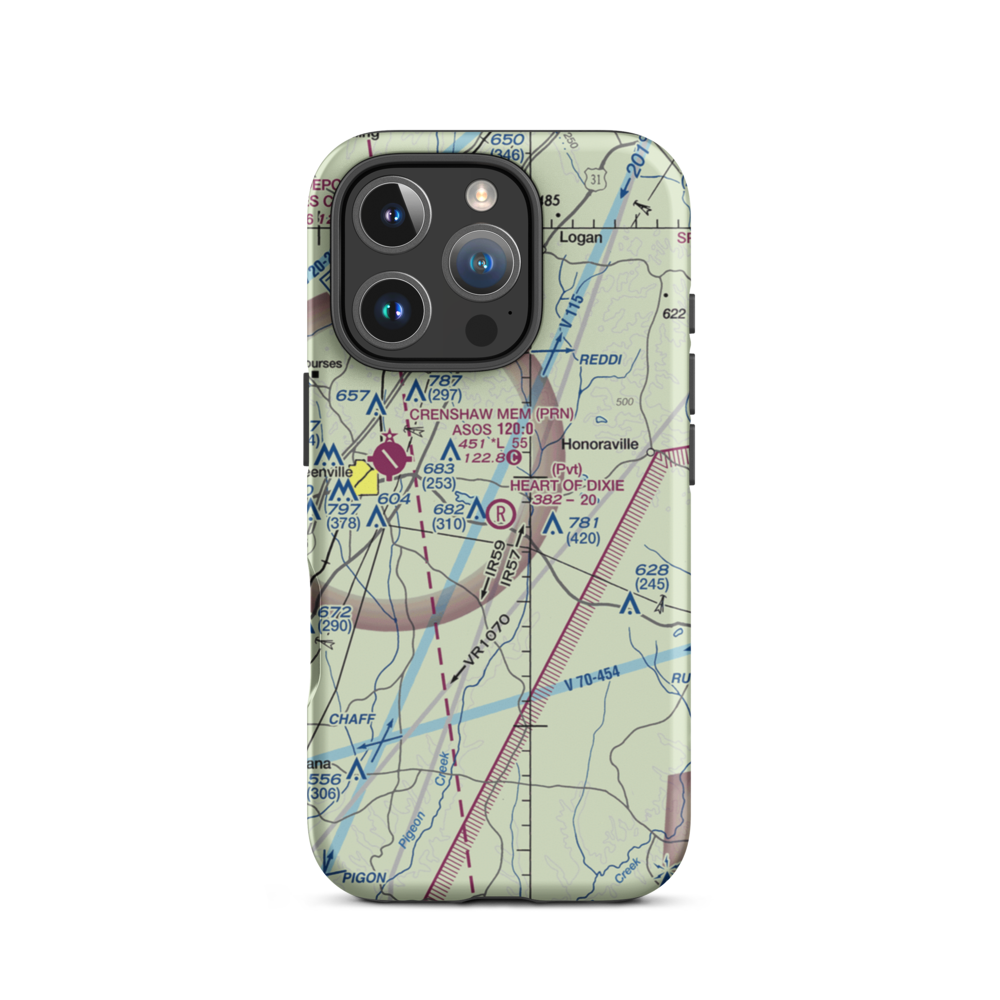 Heart of Dixie Aero Estates Airport (68AL) VFR Sectional  Tough iPhone Case iPhone 16 Pro model shown