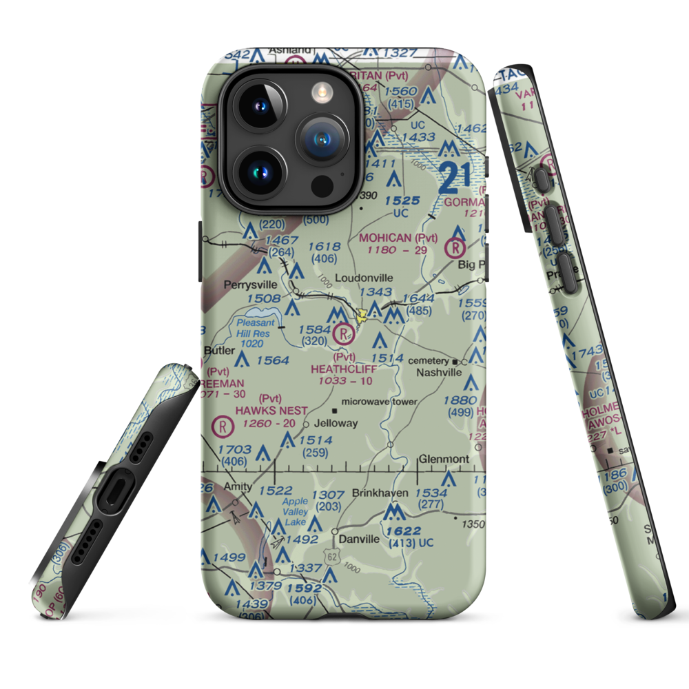 Heathcliff Airpark (7OH7) VFR Sectional  Tough iPhone Case iPhone 15 Pro Max model shown