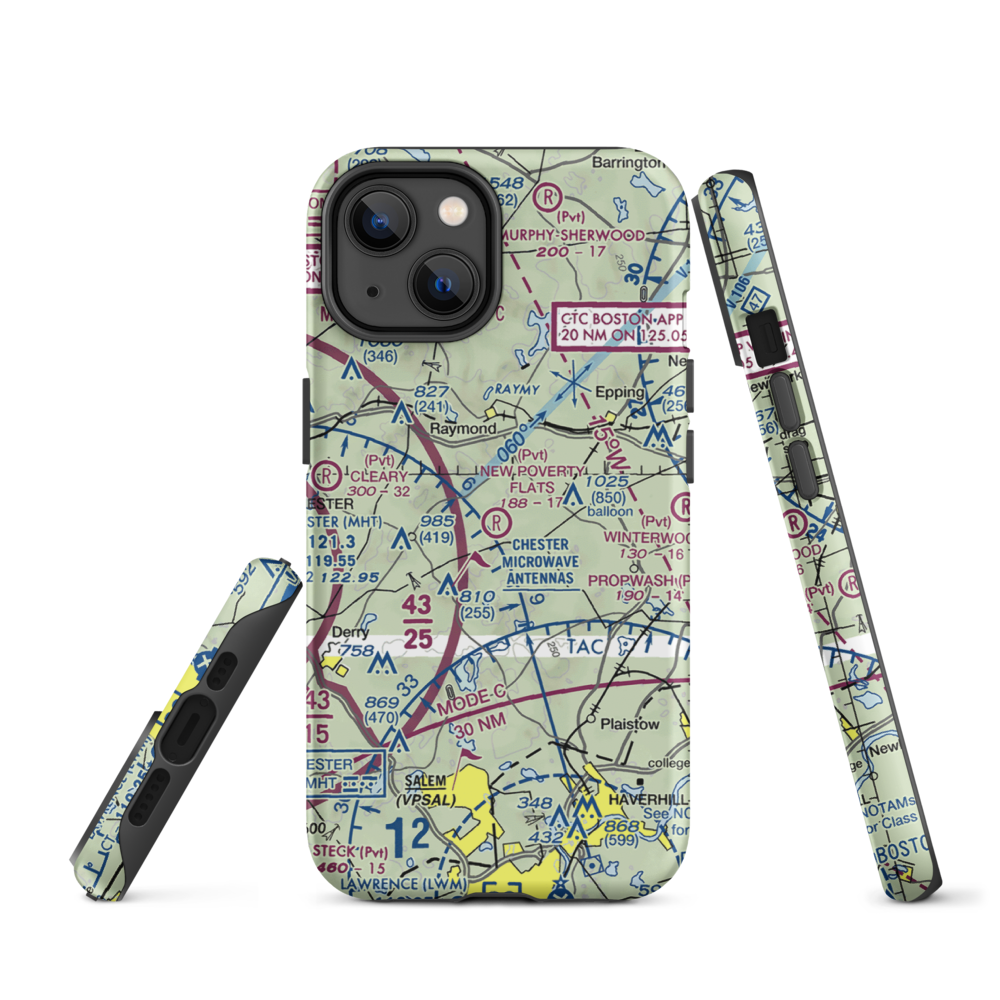 Heaton Airport (NH61) VFR Sectional  Tough iPhone Case iPhone 14 model shown