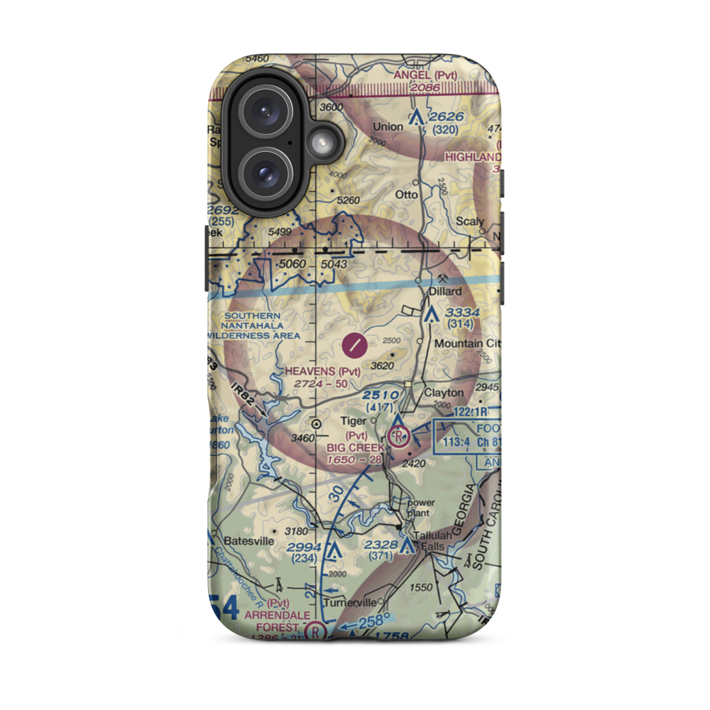 Heaven's Landing Airport (GE99) VFR Sectional  Tough iPhone Case iPhone 16 Plus model shown