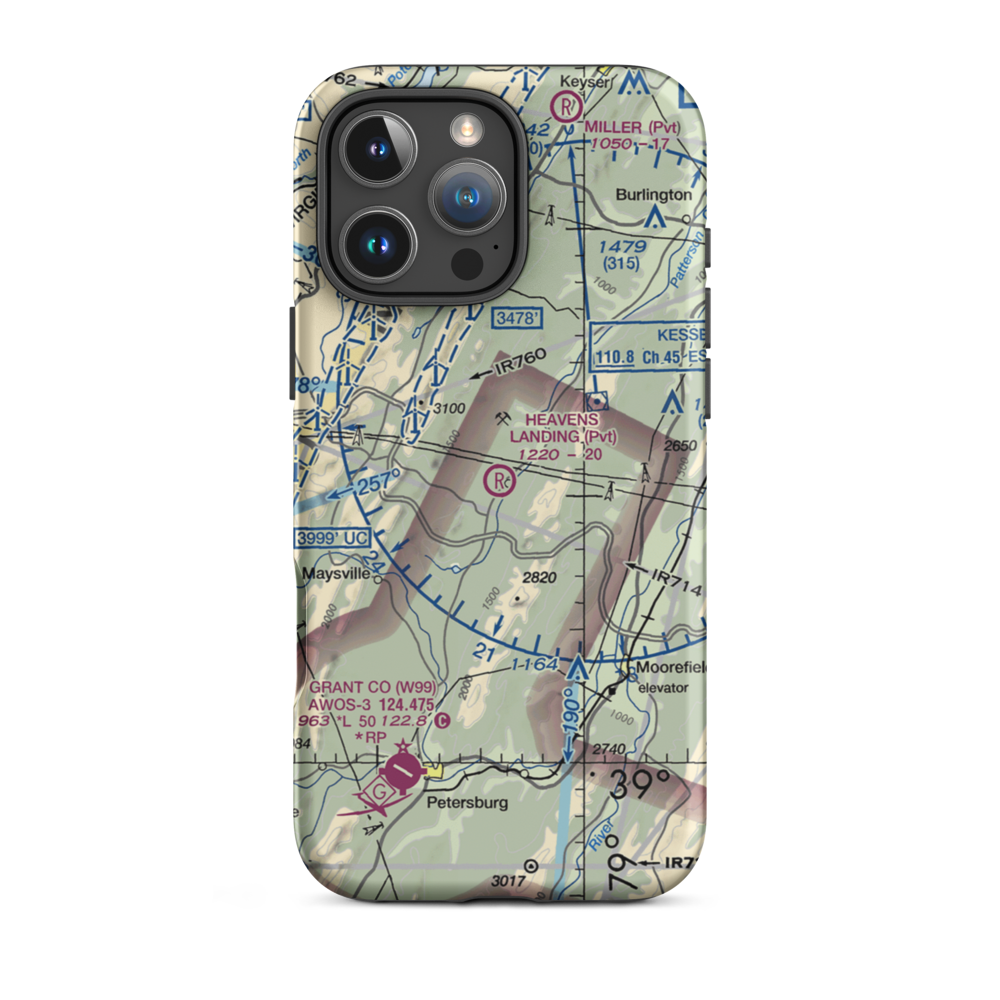 Heaven's Landing Airstrip (4WV4) VFR Sectional  Tough iPhone Case iPhone 16 Pro Max model shown