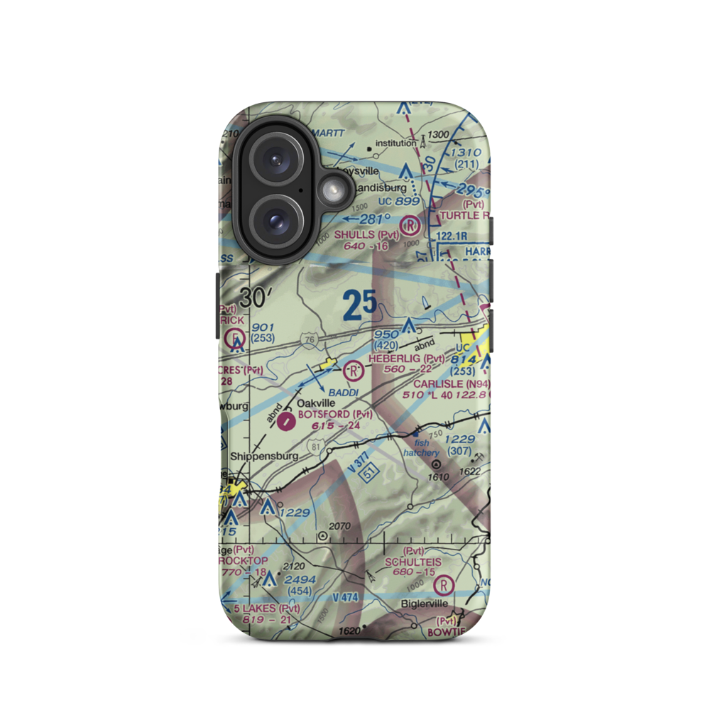 Heberlig Airport (PS02) VFR Sectional  Tough iPhone Case iPhone 16 model shown