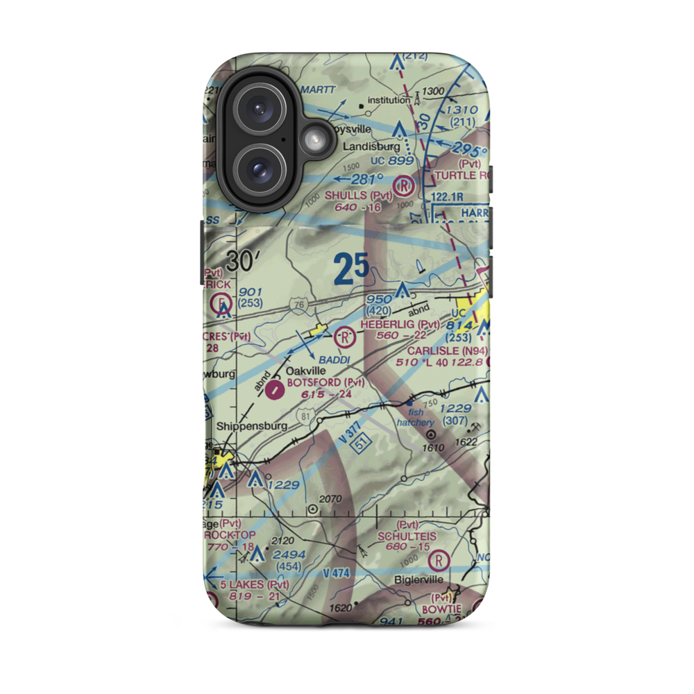 Heberlig Airport (PS02) VFR Sectional  Tough iPhone Case iPhone 16 Plus model shown
