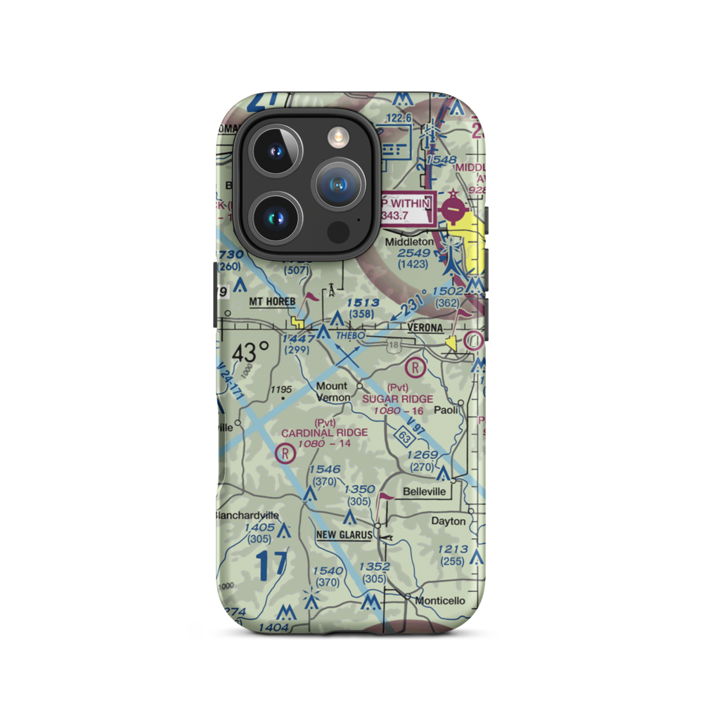 Hecklers' Strip (2WI7) VFR Sectional  Tough iPhone Case iPhone 16 Pro model shown