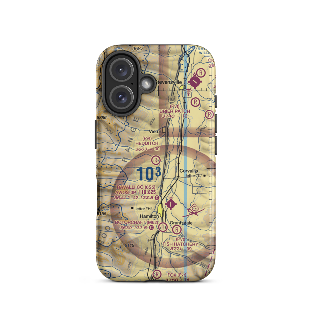 Hedditch Airport (MT72) VFR Sectional  Tough iPhone Case iPhone 16 model shown