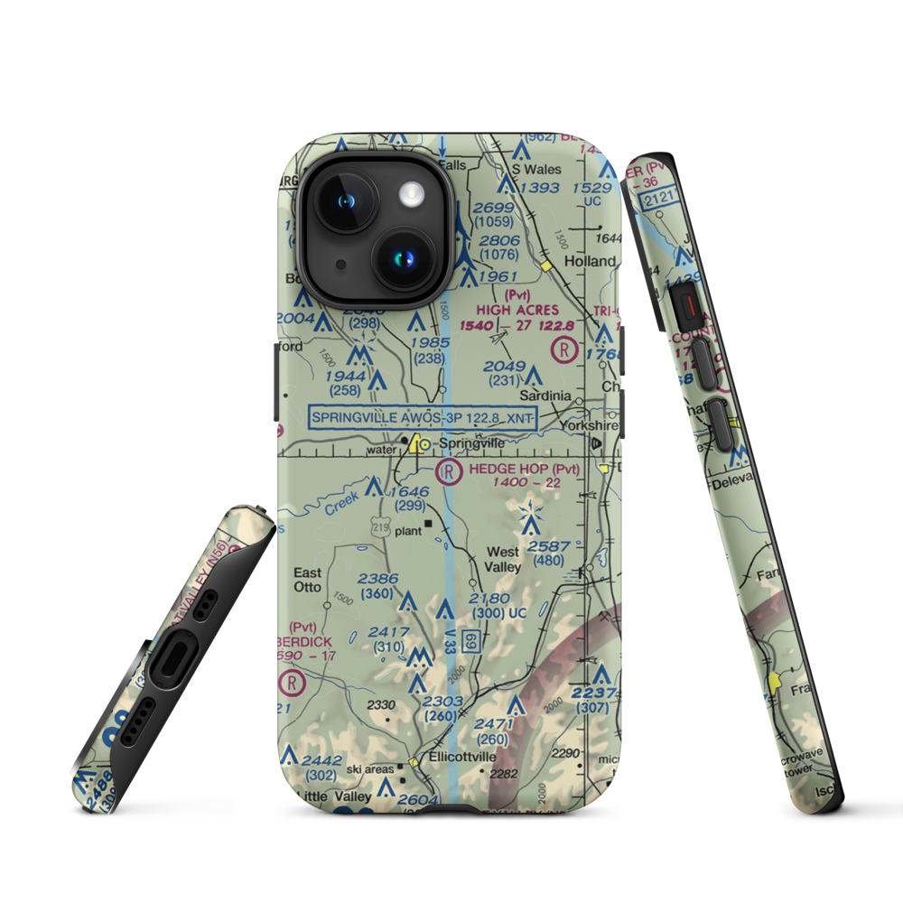Hedge Hop Field (NK27) VFR Sectional  Tough iPhone Case iPhone 15 model shown