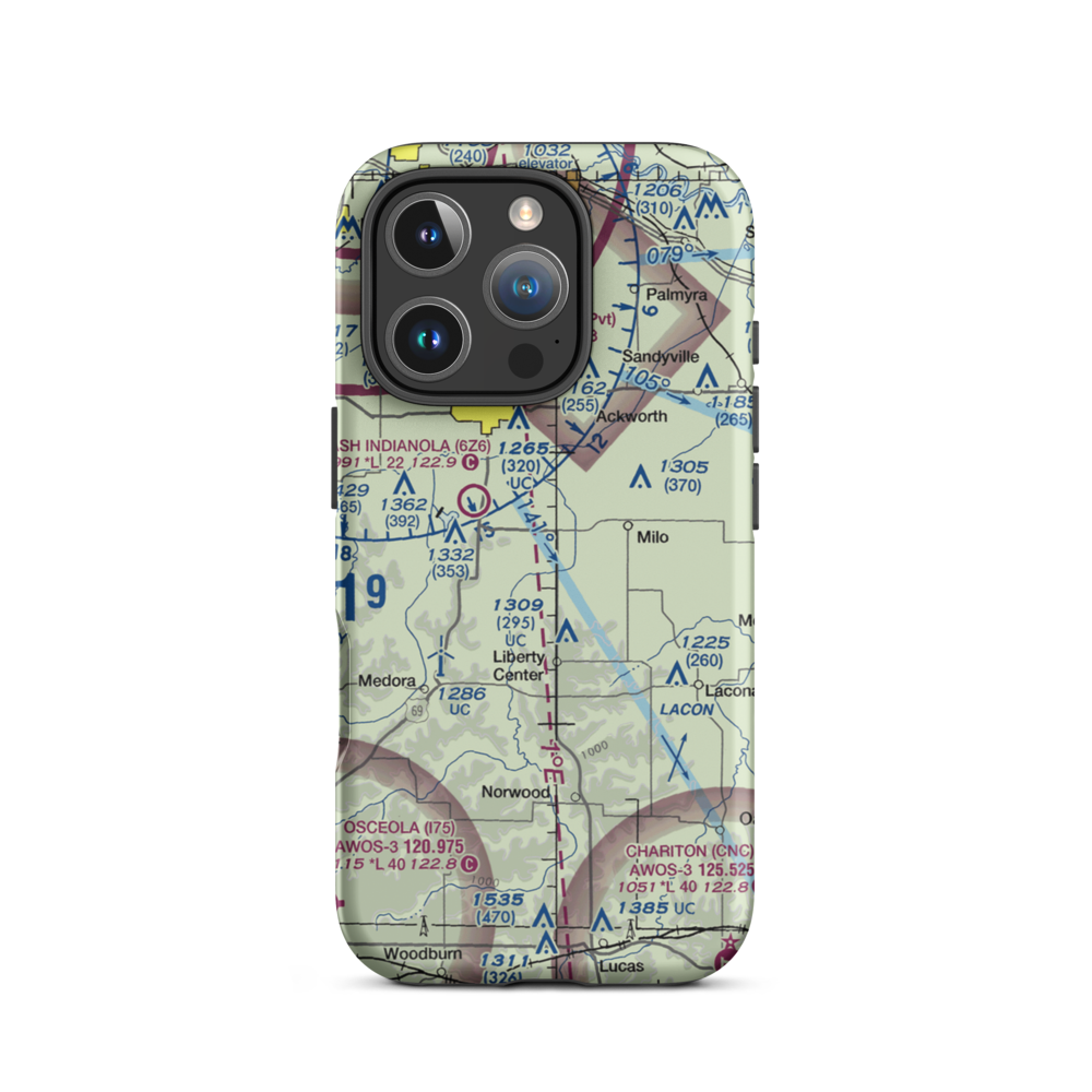 Hedgewood Landing Airport (IA86) VFR Sectional  Tough iPhone Case iPhone 16 Pro model shown