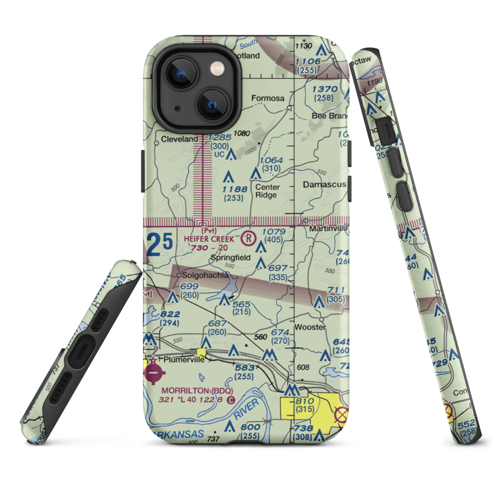 Heifer Creek Ranch Airport (16AR) VFR Sectional  Tough iPhone Case iPhone 14 Plus model shown