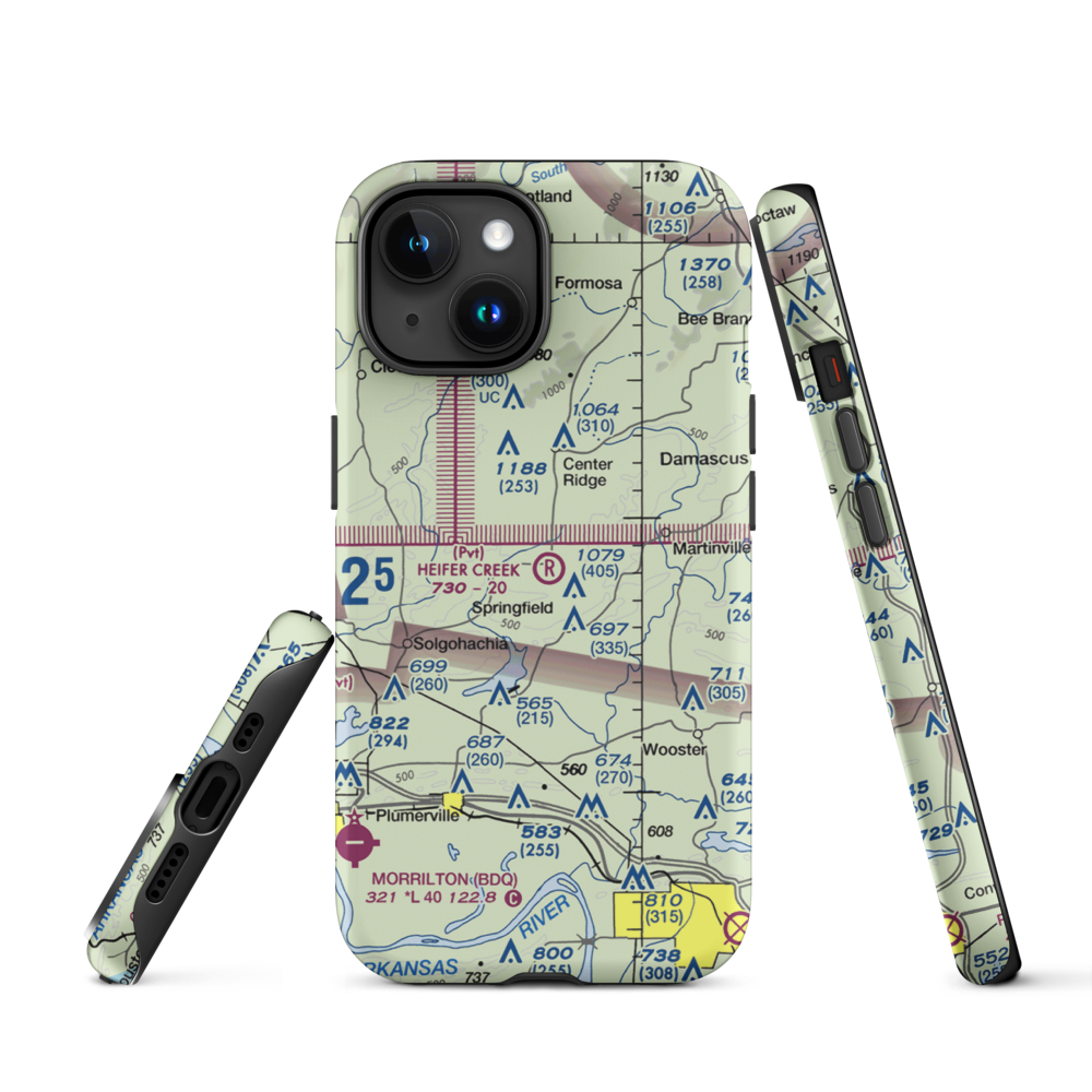 Heifer Creek Ranch Airport (16AR) VFR Sectional  Tough iPhone Case iPhone 15 model shown