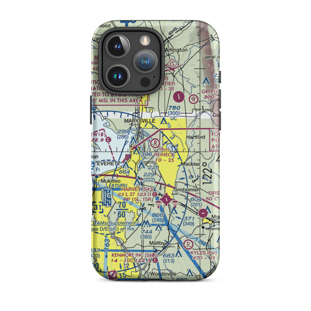Heineck Farm Airport (76WA) VFR Sectional  Tough iPhone Case iPhone 16 Pro Max model shown