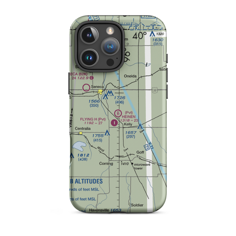 Heinen Airport (63KS) VFR Sectional  Tough iPhone Case iPhone 16 Pro Max model shown