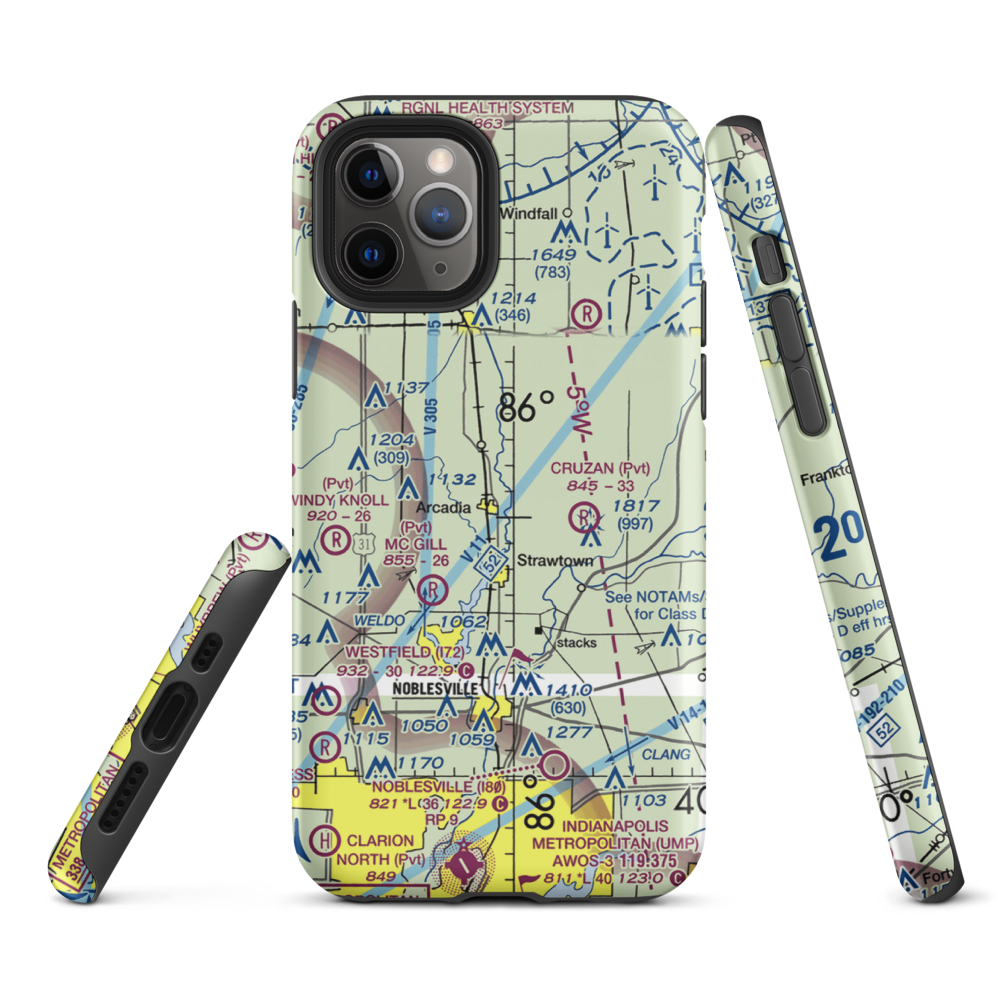 Heinzman Airport (03IN) VFR Sectional  Tough iPhone Case iPhone 11 Pro model shown