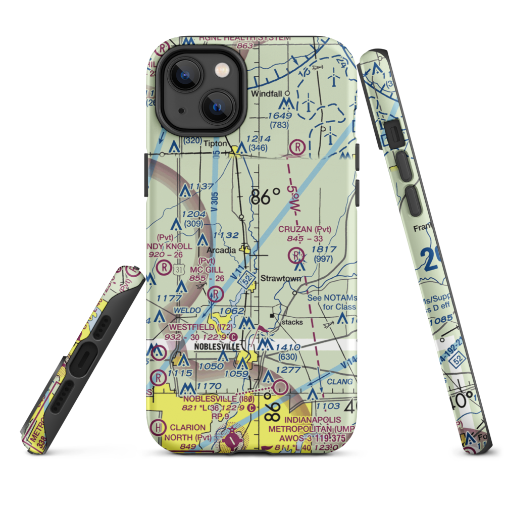 Heinzman Airport (03IN) VFR Sectional  Tough iPhone Case iPhone 14 Plus model shown