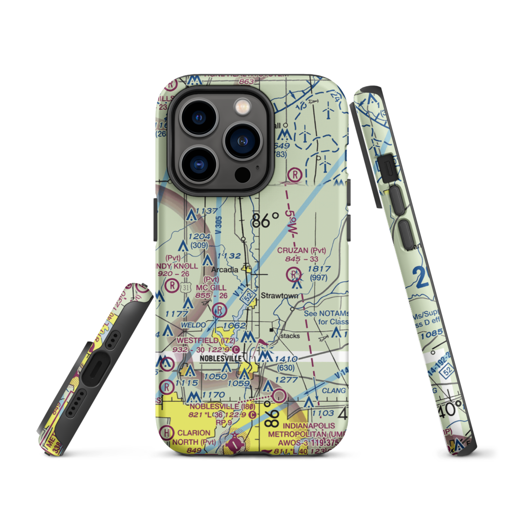 Heinzman Airport (03IN) VFR Sectional  Tough iPhone Case iPhone 14 Pro model shown