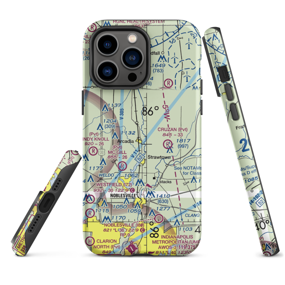Heinzman Airport (03IN) VFR Sectional  Tough iPhone Case iPhone 14 Pro Max model shown