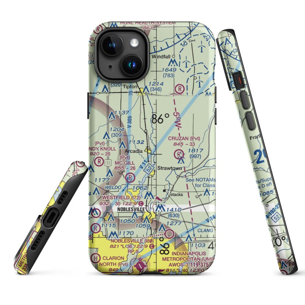 Heinzman Airport (03IN) VFR Sectional  Tough iPhone Case iPhone 15 Plus model shown