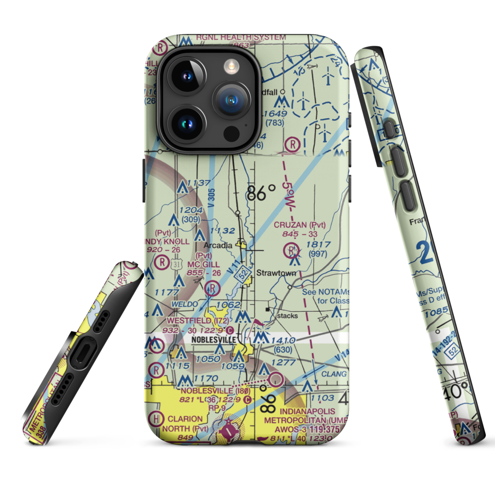Heinzman Airport (03IN) VFR Sectional  Tough iPhone Case iPhone 15 Pro Max model shown