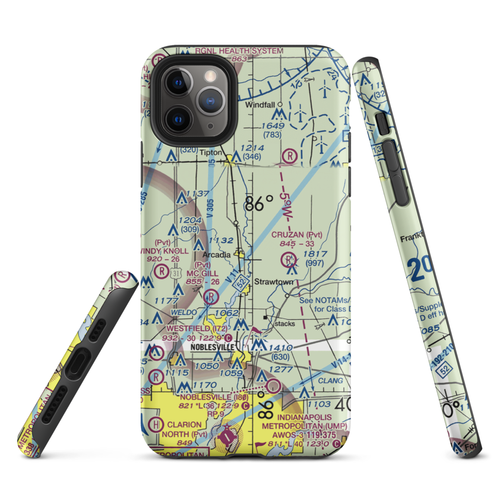 Heinzman Airport (03IN) VFR Sectional  Tough iPhone Case iPhone 11 Pro Max model shown