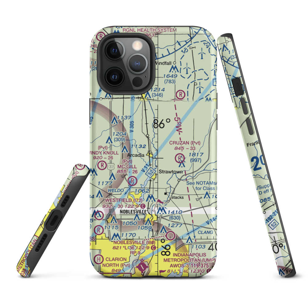 Heinzman Airport (03IN) VFR Sectional  Tough iPhone Case iPhone 12 Pro Max model shown