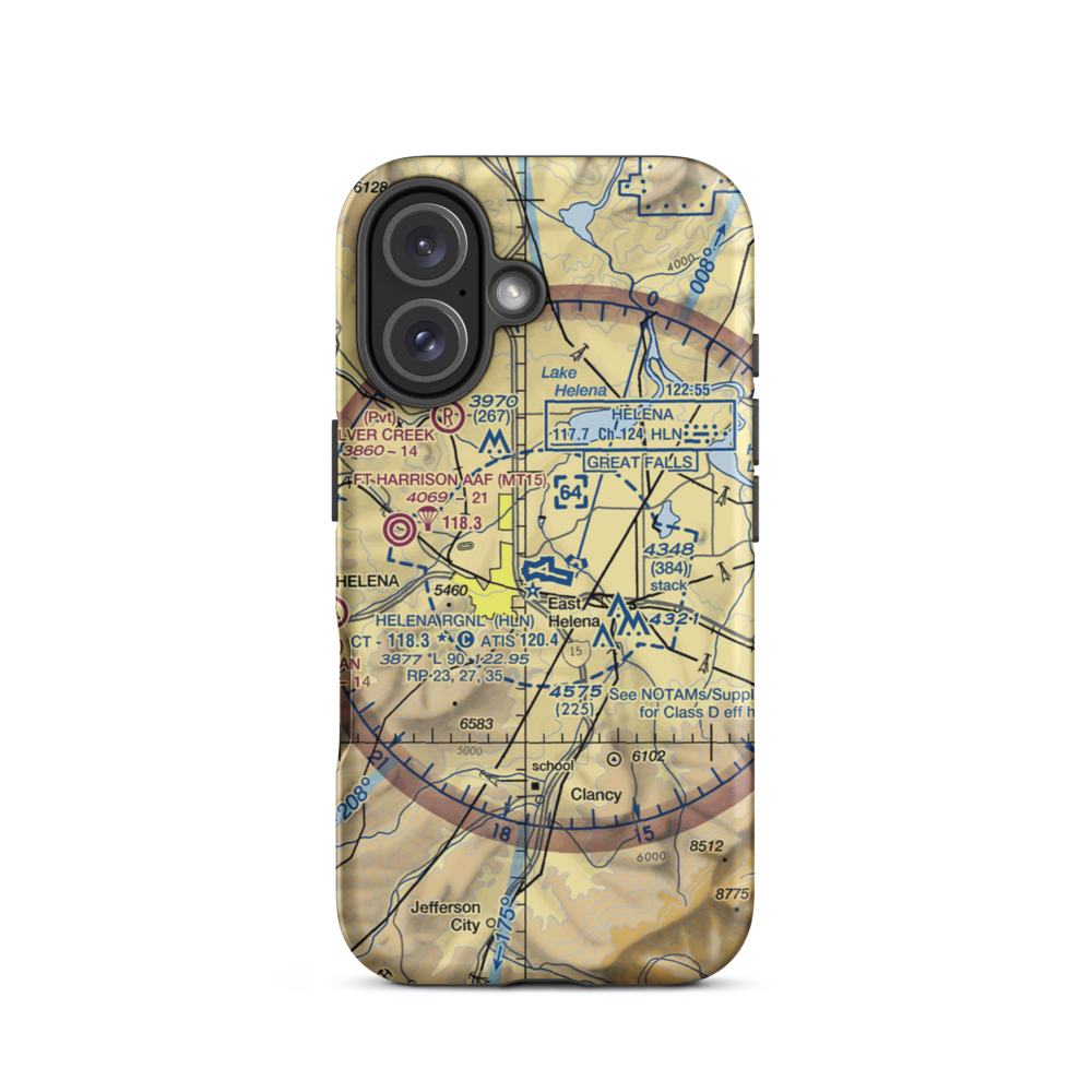 Helena Regional Airport (HLN) VFR Sectional  Tough iPhone Case iPhone 16 model shown