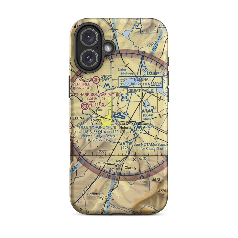 Helena Regional Airport (HLN) VFR Sectional  Tough iPhone Case iPhone 16 Plus model shown
