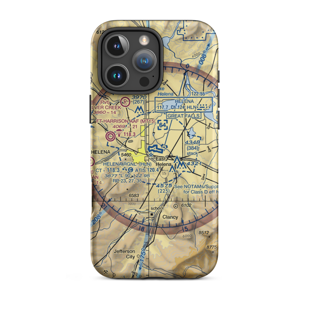 Helena Regional Airport (HLN) VFR Sectional  Tough iPhone Case iPhone 16 Pro Max model shown