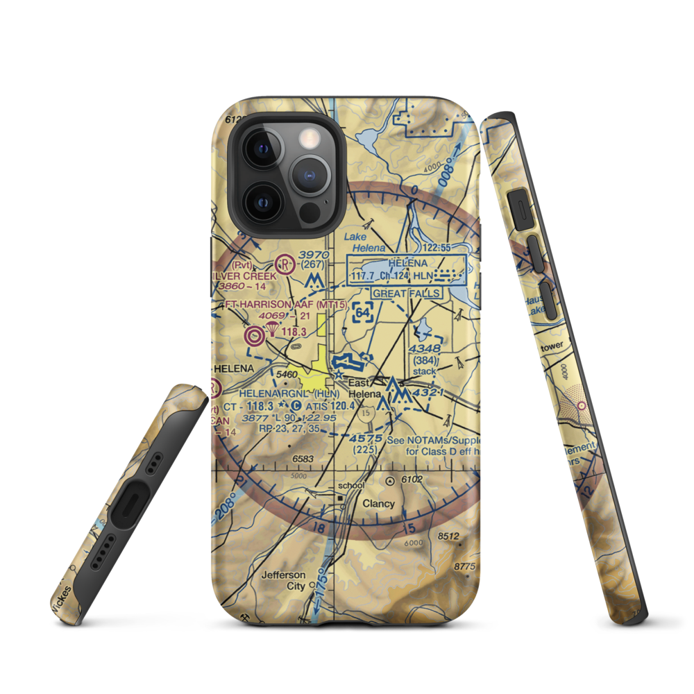 Helena Regional Airport (HLN) VFR Sectional  Tough iPhone Case iPhone 12 Pro model shown