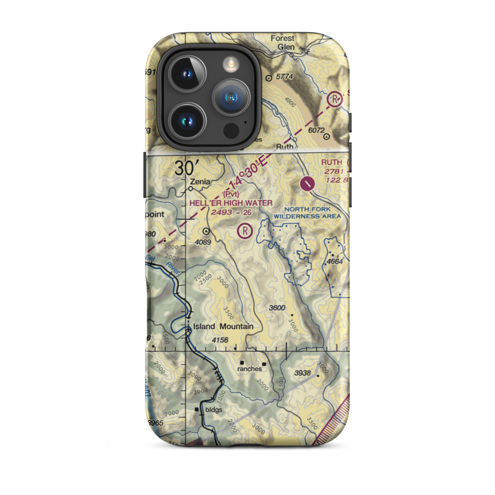 Hell'er High Water Airport (45CL) VFR Sectional  Tough iPhone Case iPhone 16 Pro Max model shown