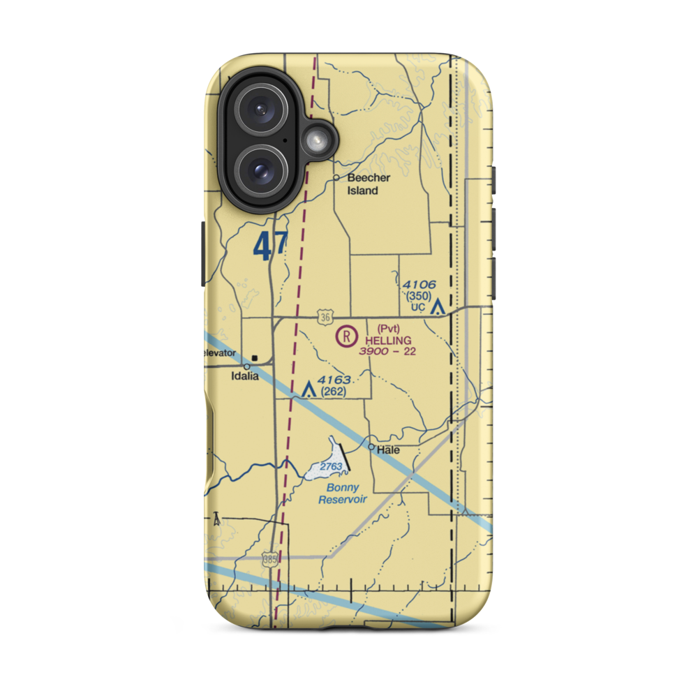 Helling Airport (CO08) VFR Sectional  Tough iPhone Case iPhone 16 Plus model shown
