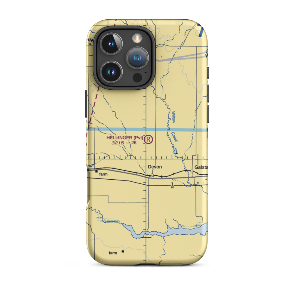 Hellinger Airport (MT02) VFR Sectional  Tough iPhone Case iPhone 16 Pro Max model shown