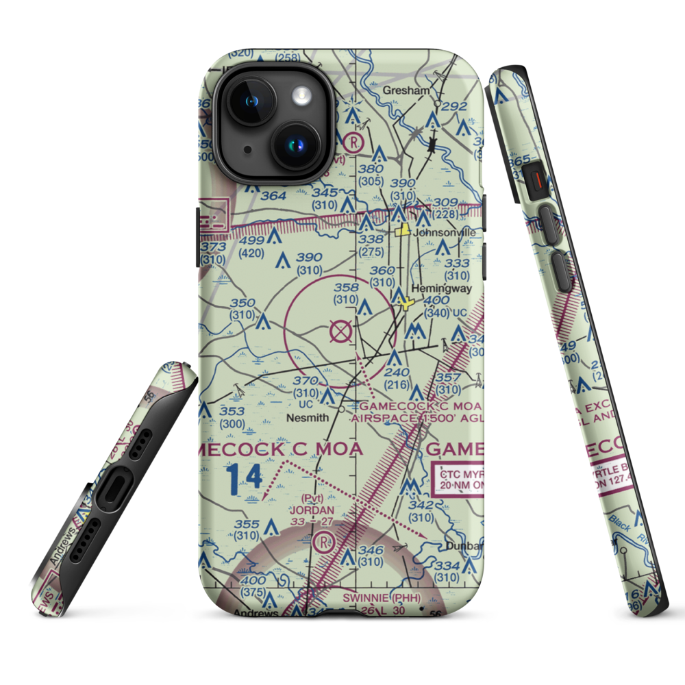 Hemingway Stuckey Airport (38J) VFR Sectional  Tough iPhone Case iPhone 15 Plus model shown